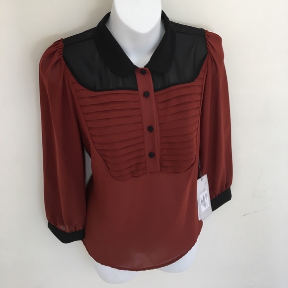 New Italian Rust chiffon blouse - Picture 4 of 6